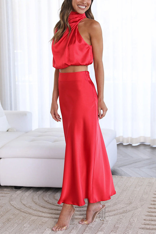 Women Halter Crop & Maxi Skirt Set | Emily