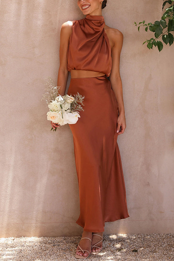 Women Halter Crop & Maxi Skirt Set | Emily