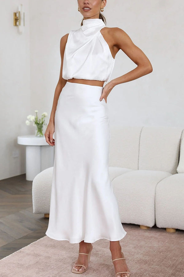 Women Halter Crop & Maxi Skirt Set | Emily