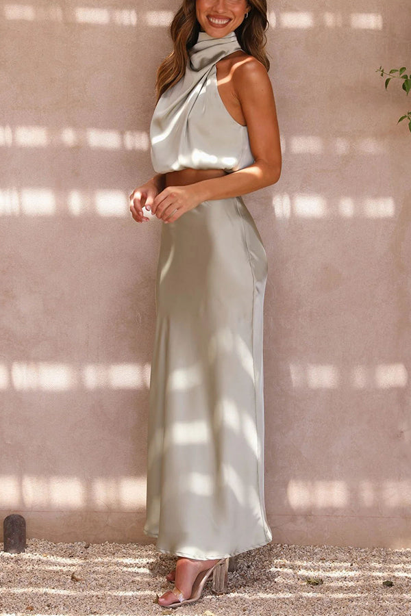 Women Halter Crop & Maxi Skirt Set | Emily