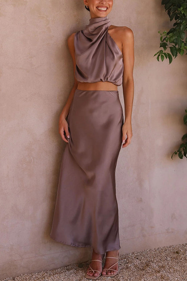 Women Halter Crop & Maxi Skirt Set | Emily