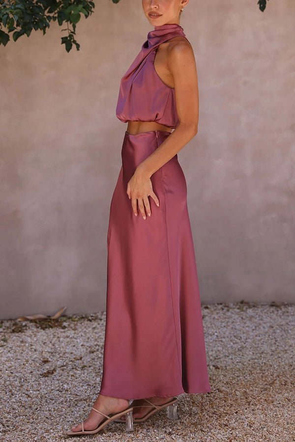Women Halter Crop & Maxi Skirt Set | Emily