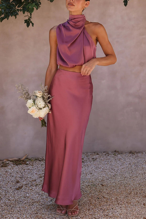 Women Halter Crop & Maxi Skirt Set | Emily