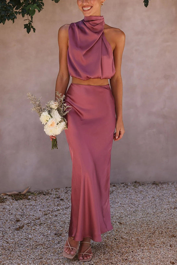Women Halter Crop & Maxi Skirt Set | Emily