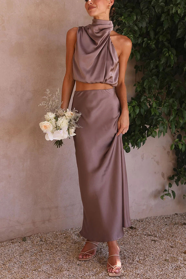 Women Halter Crop & Maxi Skirt Set | Emily