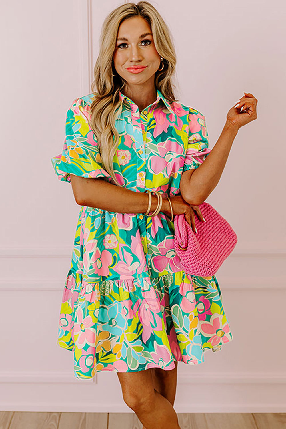 Women Floral Babydoll Dress Puff Sleeves | Jeanne