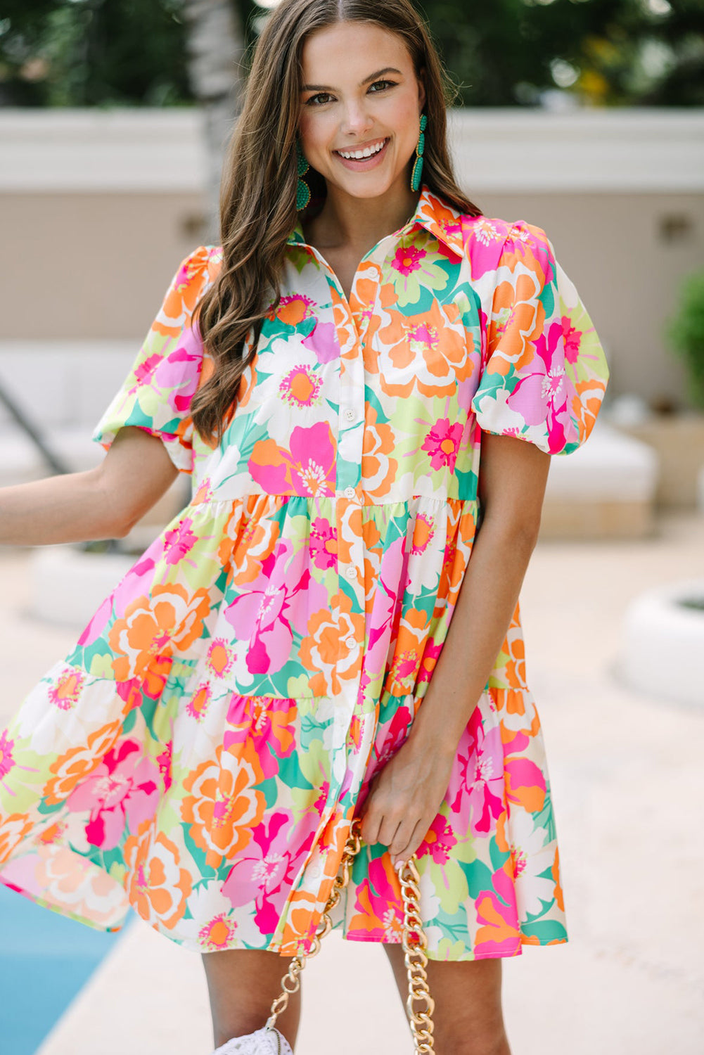 Women Floral Babydoll Dress Puff Sleeves | Jeanne