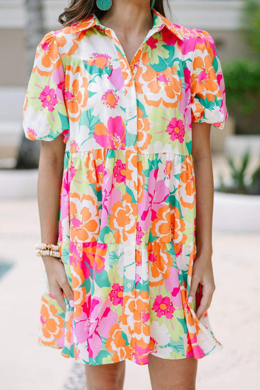 Women Floral Babydoll Dress Puff Sleeves | Jeanne