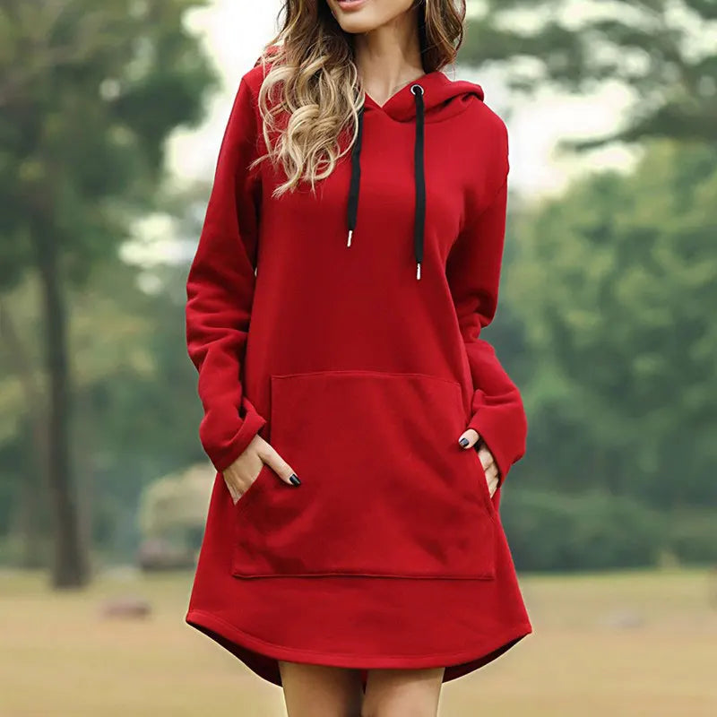 Women Long Warm Hoodie Dress | Ami