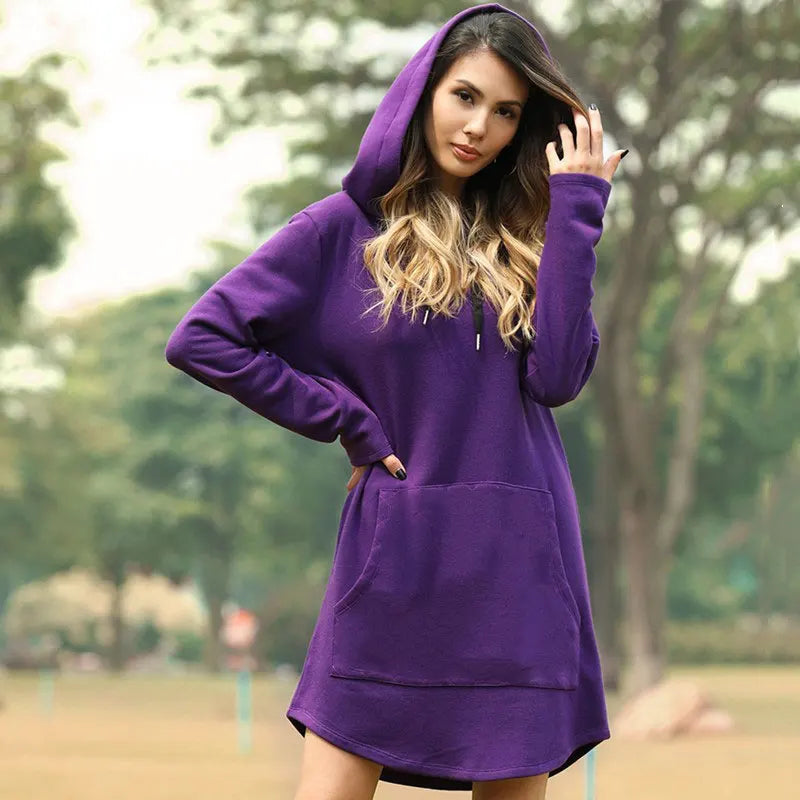 Women Long Warm Hoodie Dress | Ami