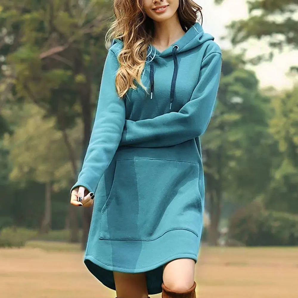 Women Long Warm Hoodie Dress | Ami