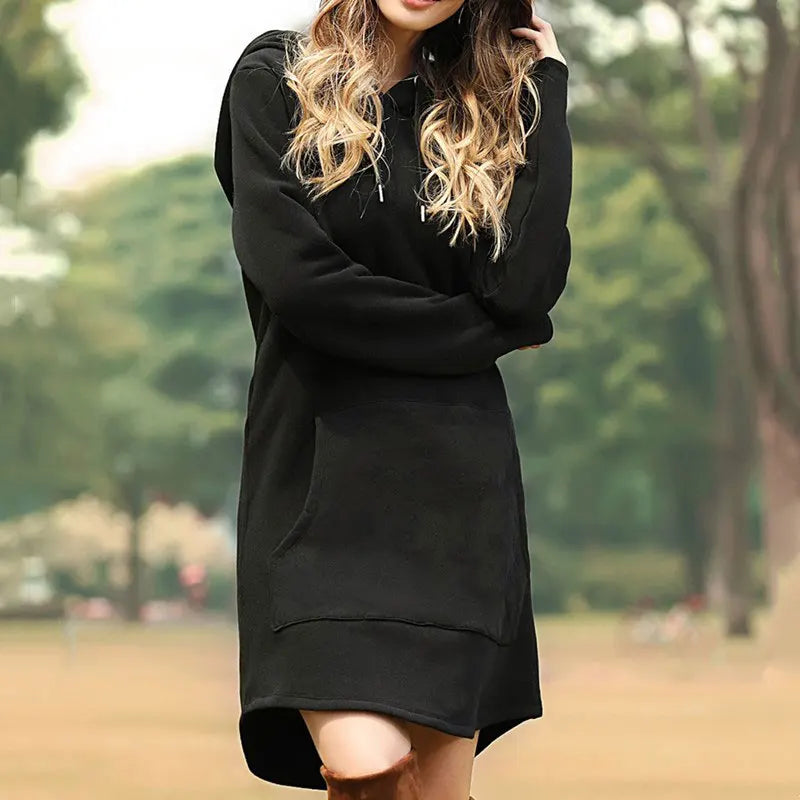 Women Long Warm Hoodie Dress | Ami