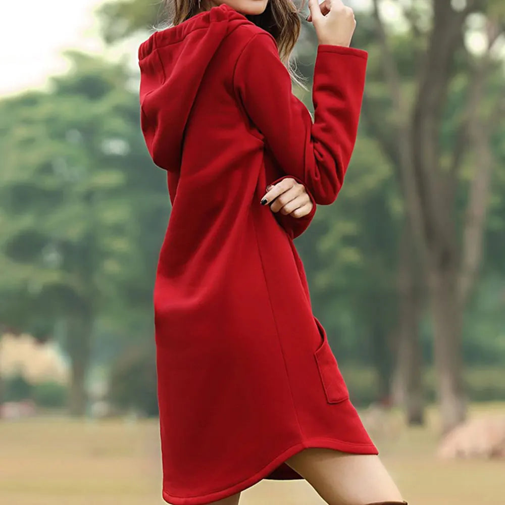 Women Long Warm Hoodie Dress | Ami