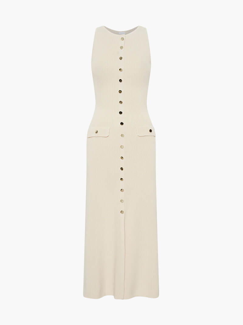 Women Sleeveless Buttoned Midi Dress | Pandora
