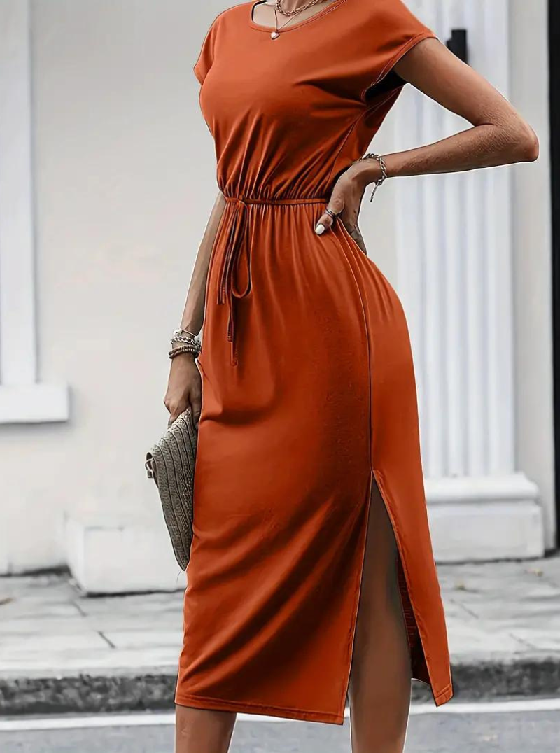 Women Drawstring Waist Midi Dress | Sophia