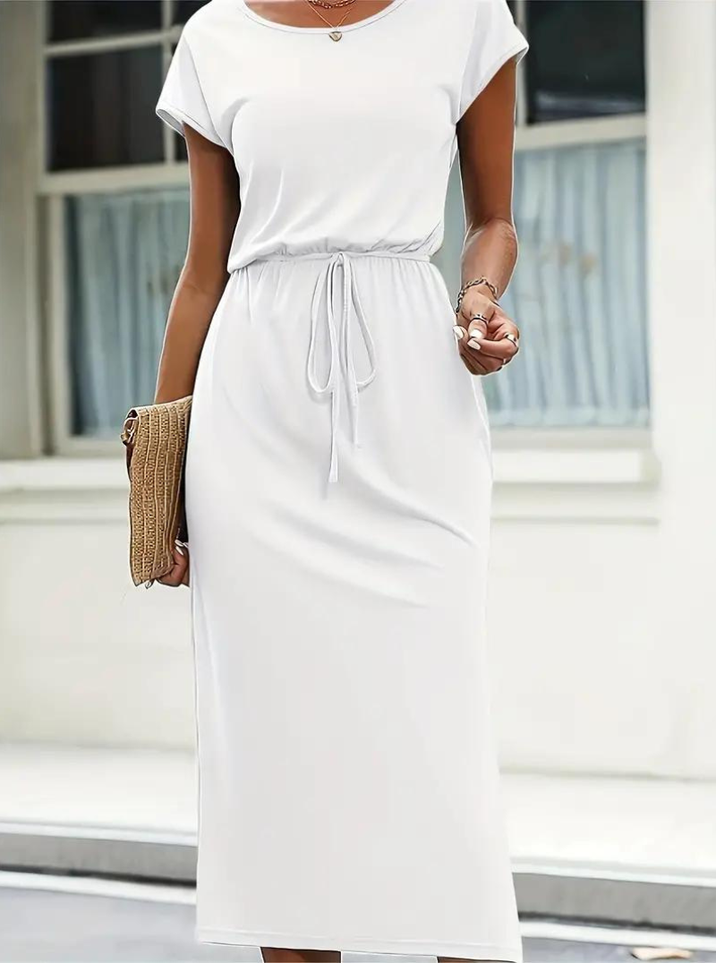 Women Drawstring Waist Midi Dress | Sophia