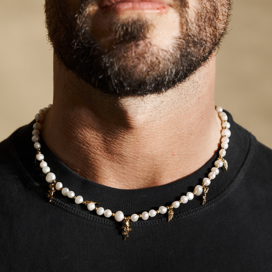Pendant Real Pearl Necklace (Gold)