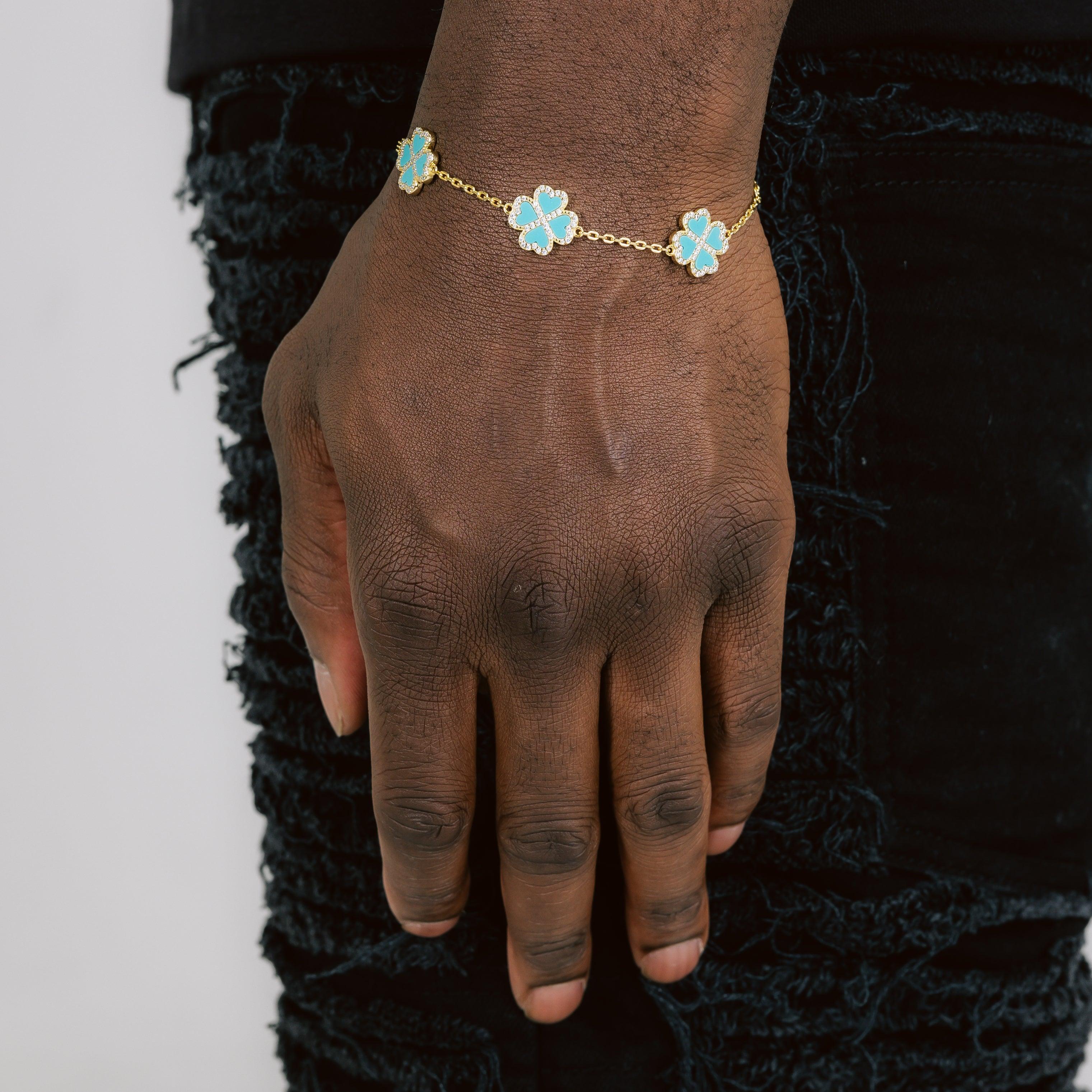 Moissanite Clover Bracelet Gold - Hoodstar