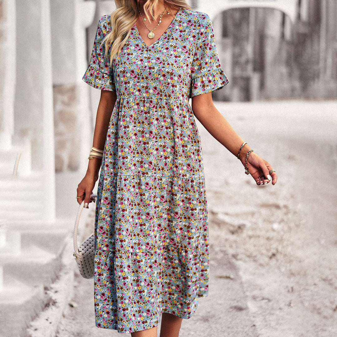 Eva | Boho Floral Midi Dress Women