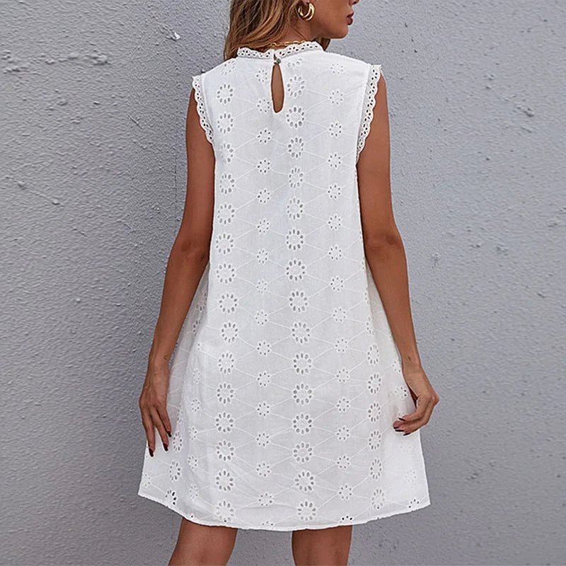 Women Embroidered Sleeveless A-Line Dress | Soledad