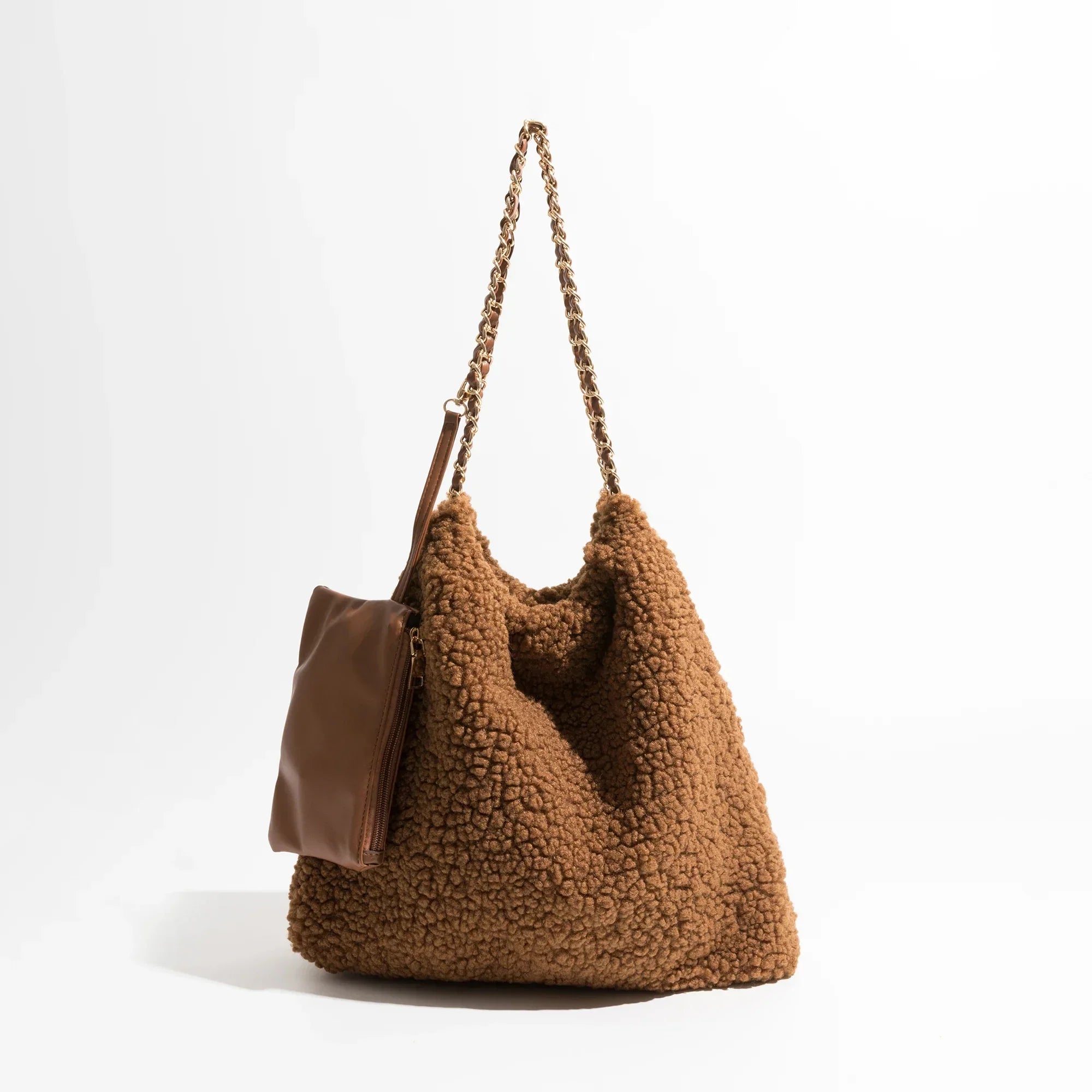 Women Faux Teddybear Lambs Fur Hobo Bag | Dasia