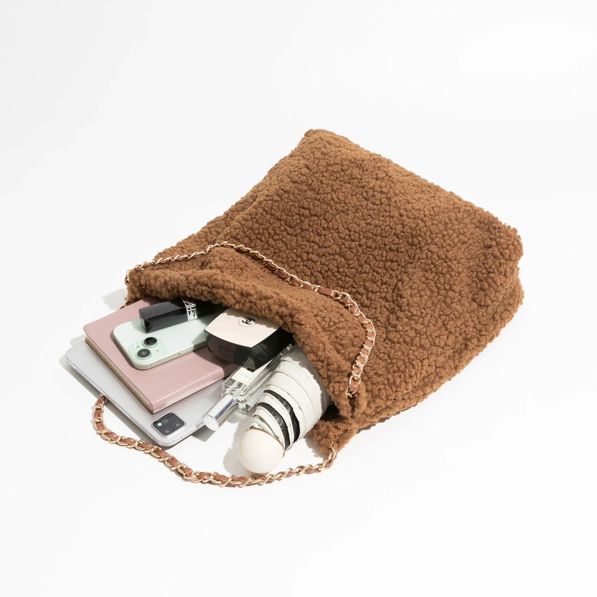 Women Faux Teddybear Lambs Fur Hobo Bag | Dasia
