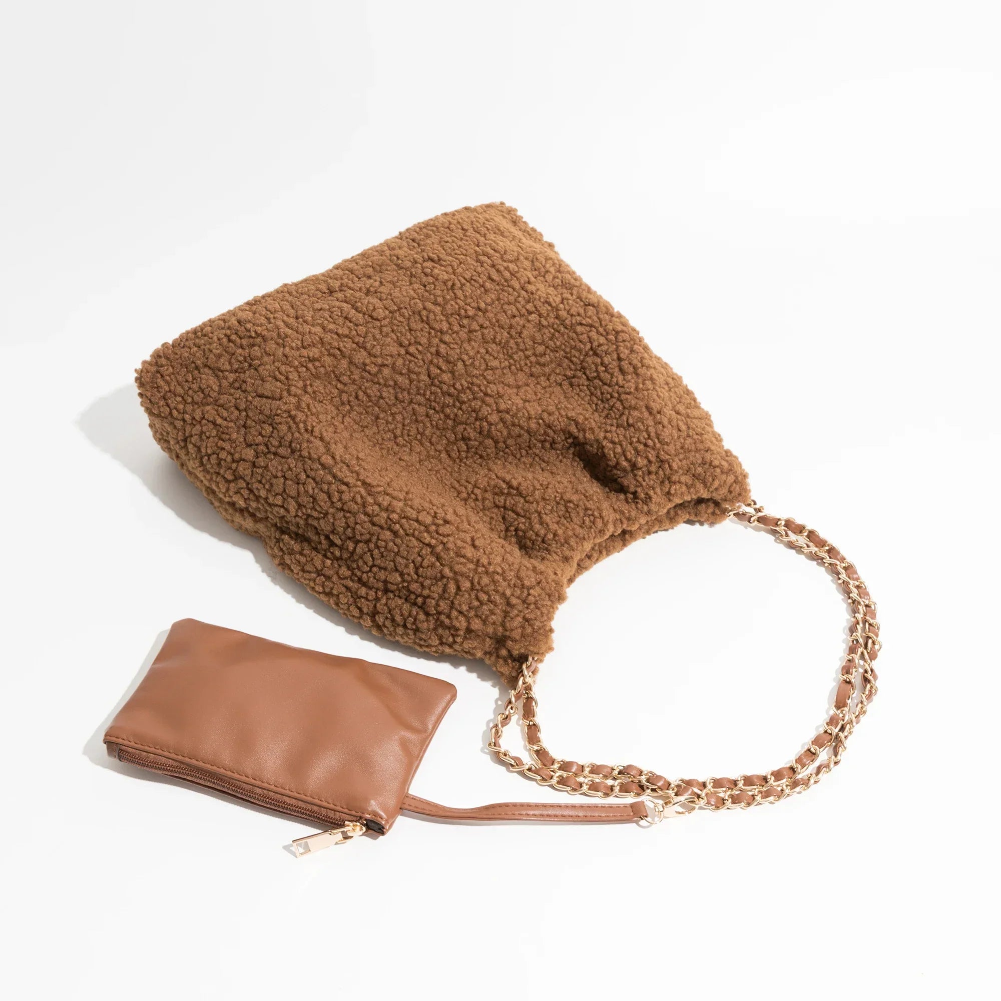 Women Faux Teddybear Lambs Fur Hobo Bag | Dasia