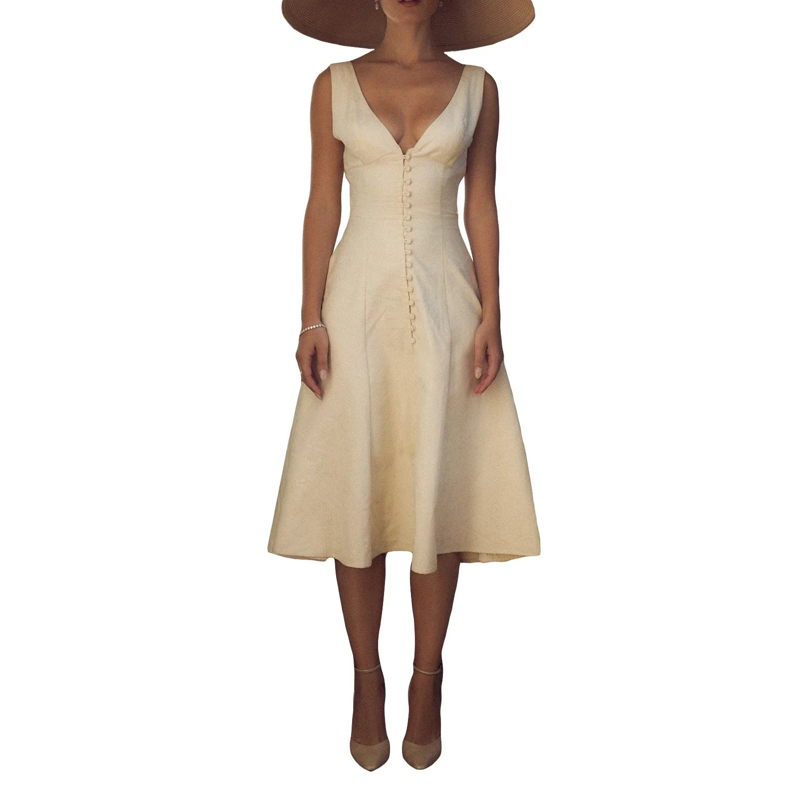 Women Vintage-Inspired Button-Down Midi Dress | Serena