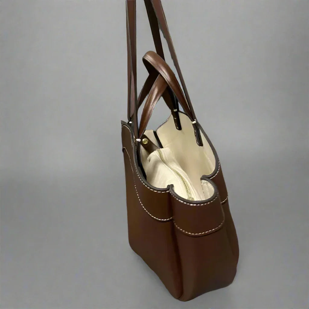 Women Casual Vegan Leather Basket Tote | Rumi
