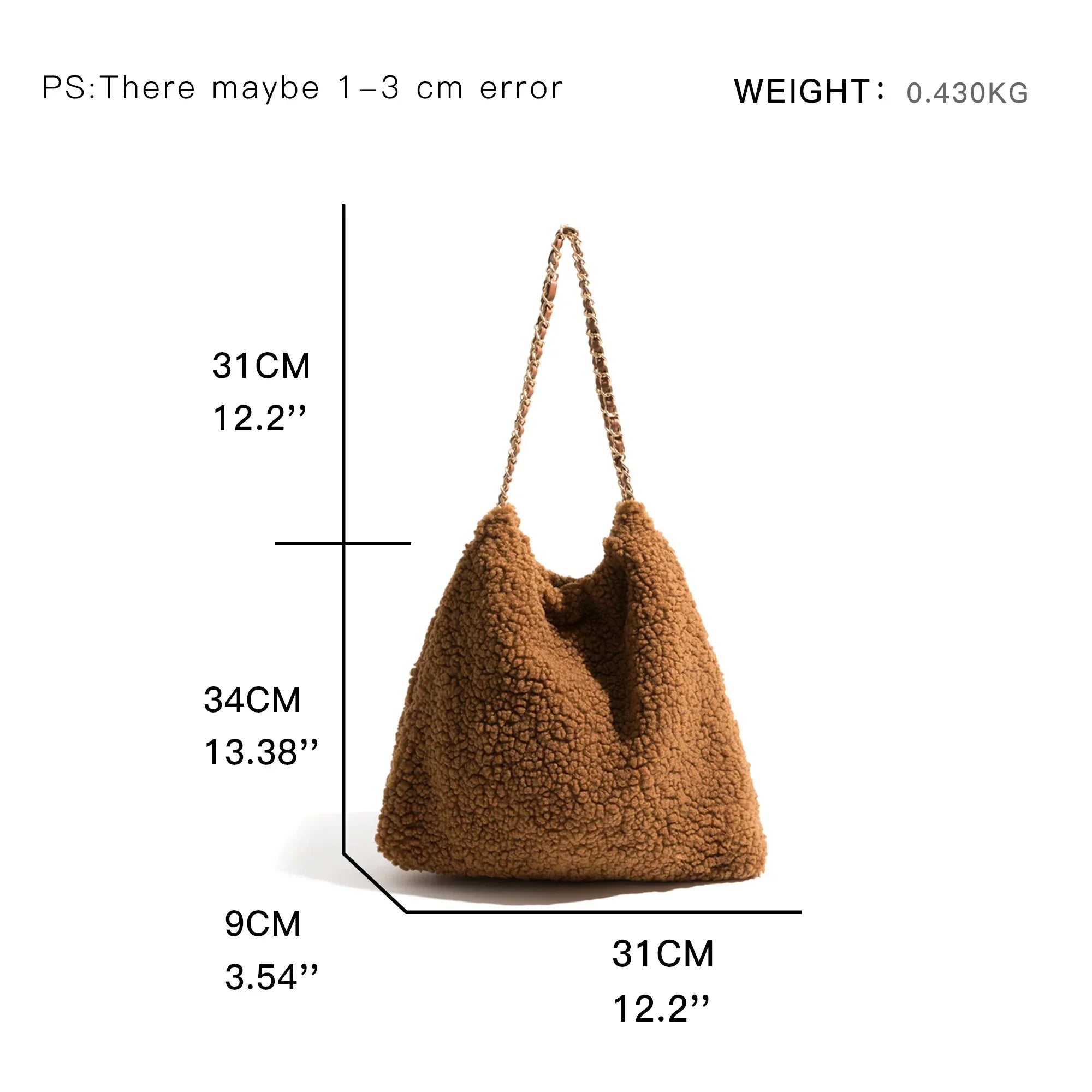 Women Faux Teddybear Lambs Fur Hobo Bag | Dasia
