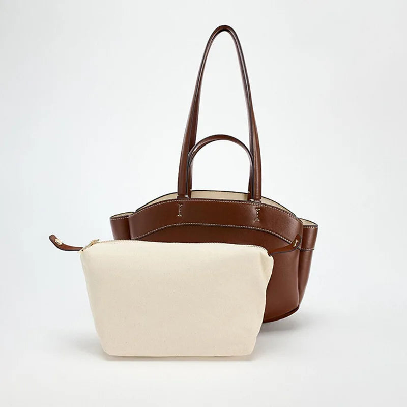 Women Casual Vegan Leather Basket Tote | Rumi