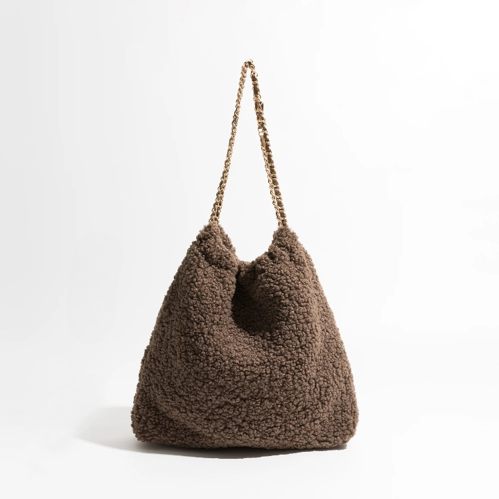 Women Faux Teddybear Lambs Fur Hobo Bag | Dasia