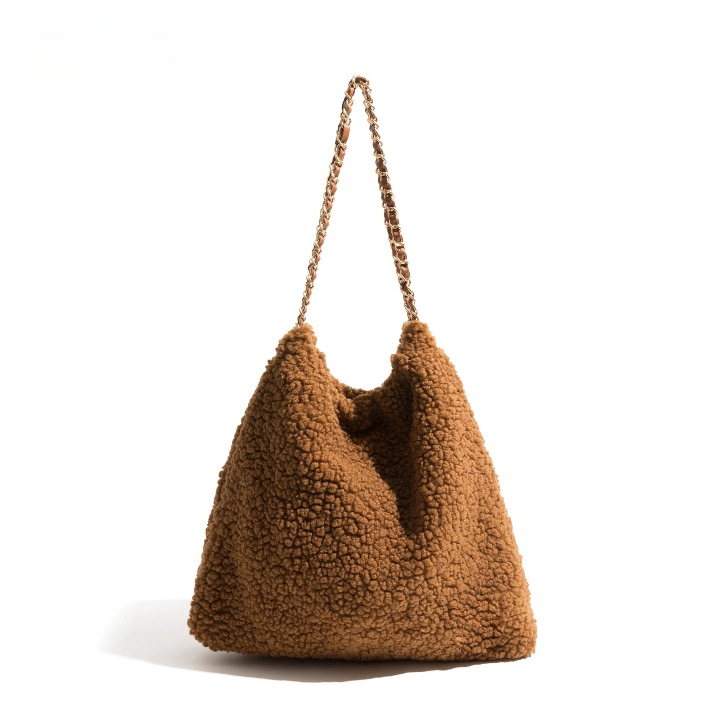 Women Faux Teddybear Lambs Fur Hobo Bag | Dasia