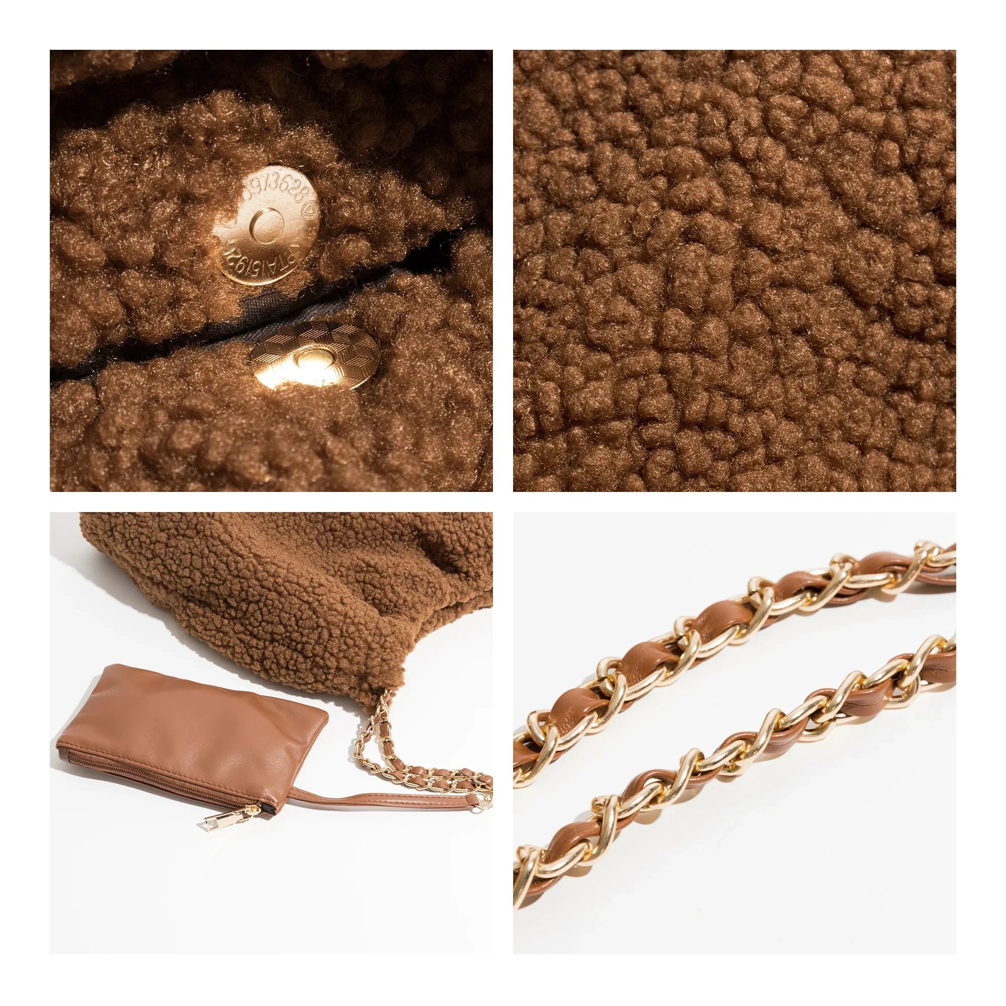Women Faux Teddybear Lambs Fur Hobo Bag | Dasia