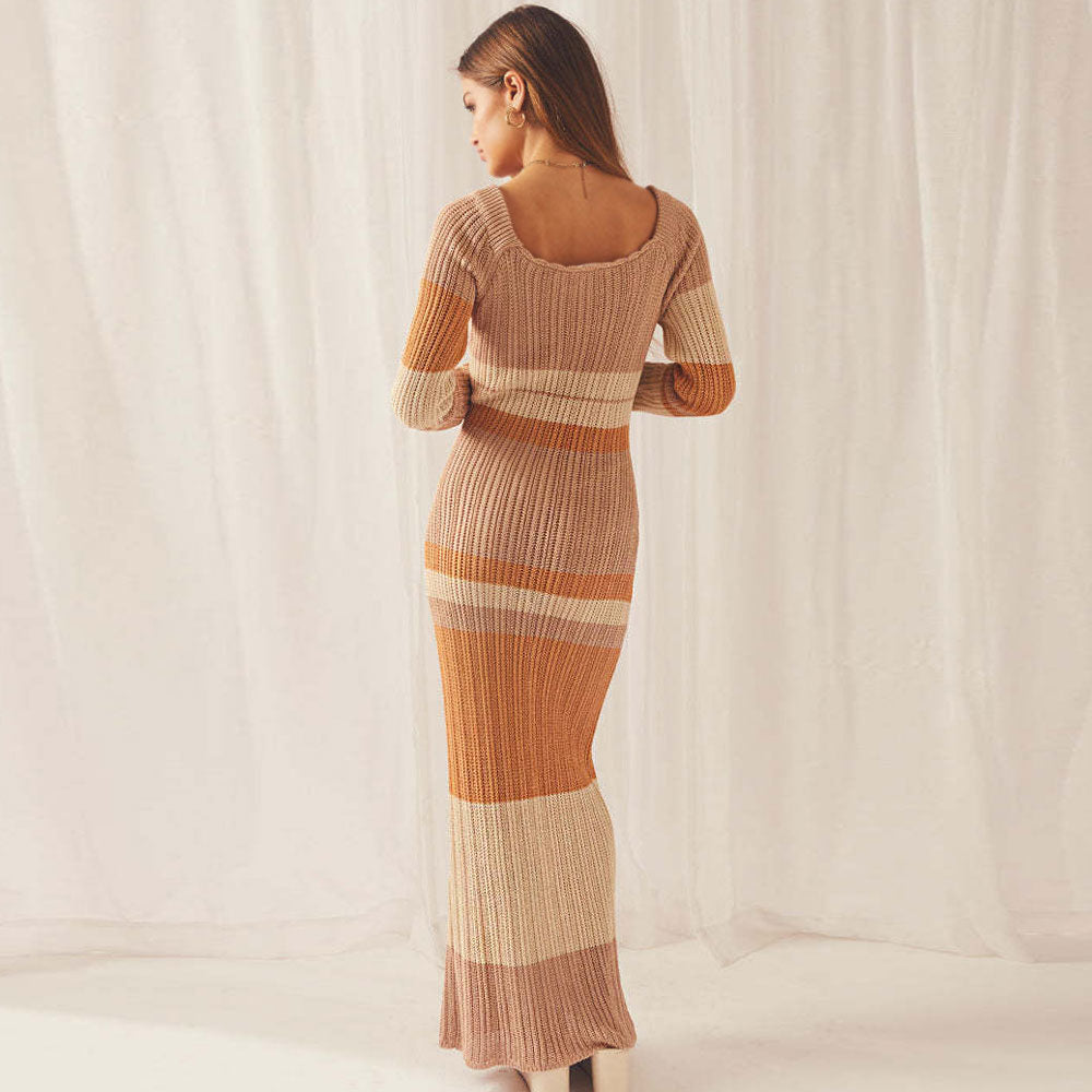 Women Striped Crochet Maxi Dress | Evalisse