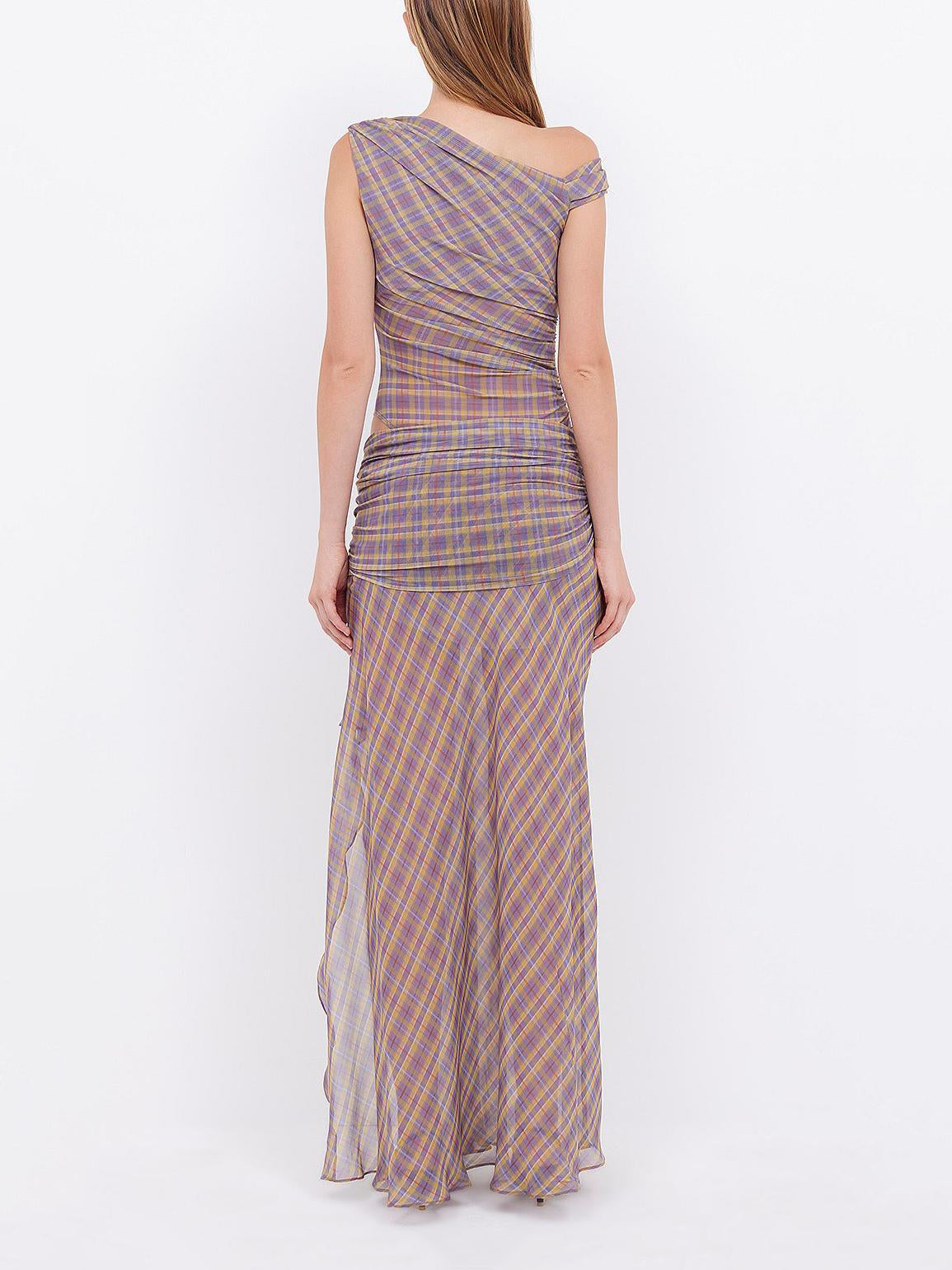 Woman Asymmetrical Mesh Maxi Dress | Bexley