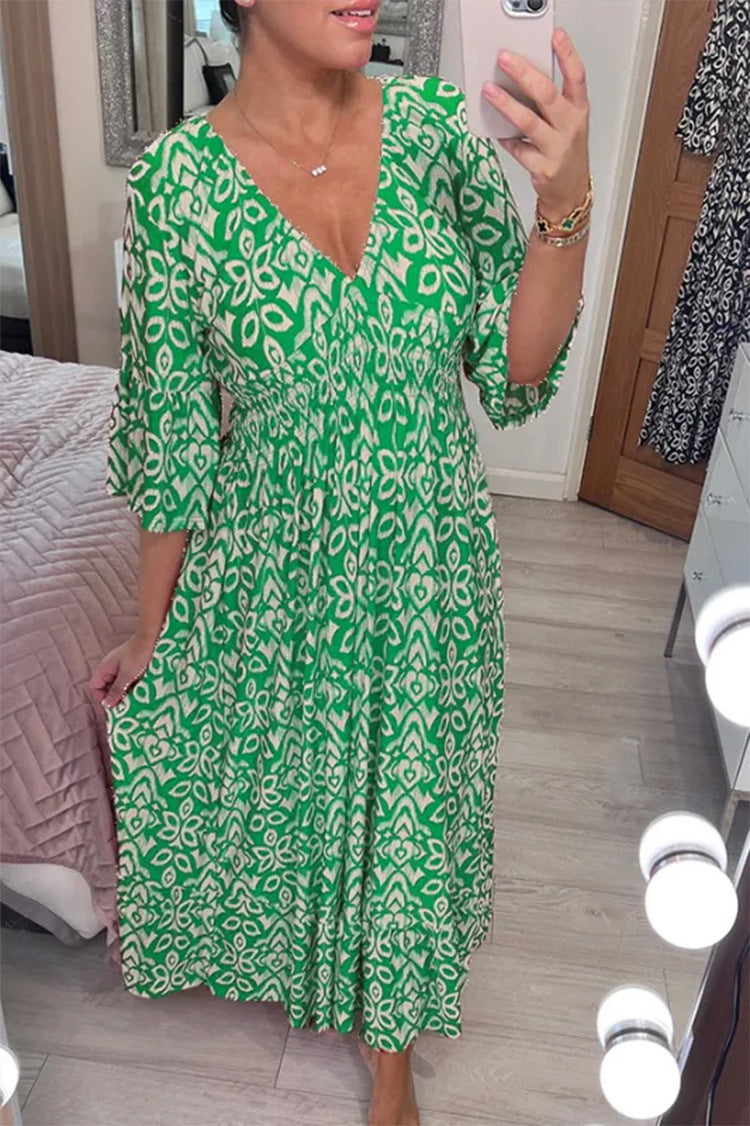 Women Boho Print Maxi Dress | Janella