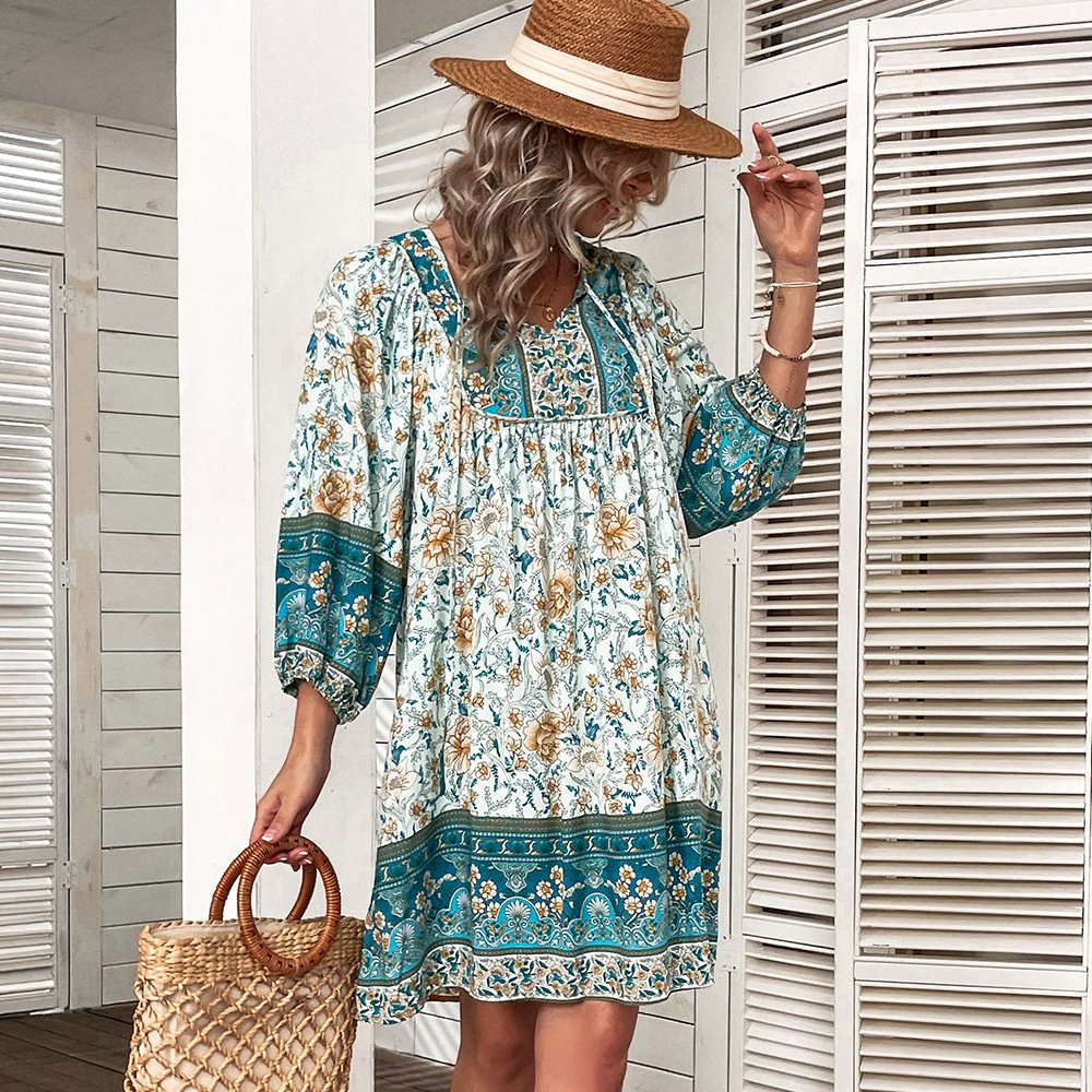 Women Boho Floral Print Dress | Maude