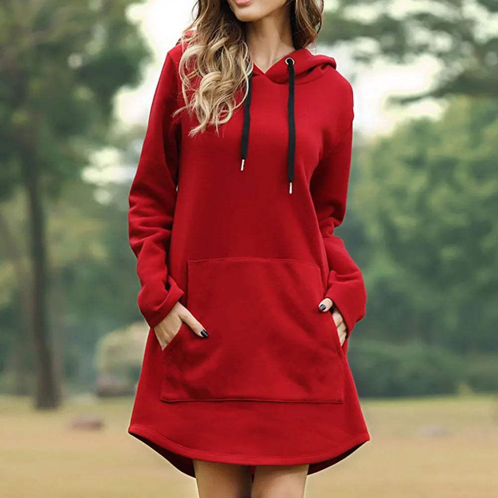 Women Long Warm Hoodie Dress | Ami