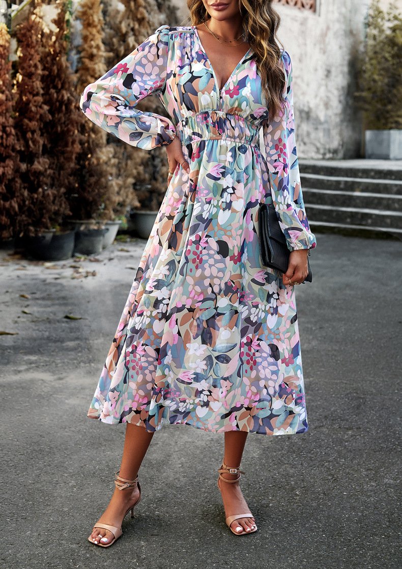 Women Floral Maxi Dress with Long Sleeves | Kyla