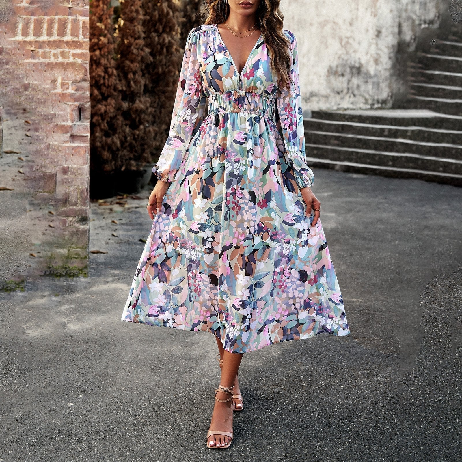Women Floral Maxi Dress with Long Sleeves | Kyla