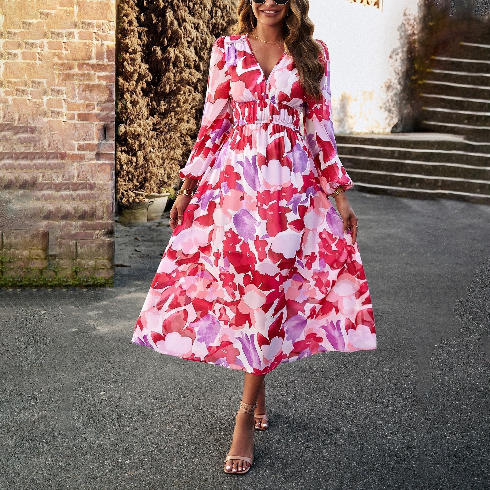 Women Floral Maxi Dress with Long Sleeves | Kyla