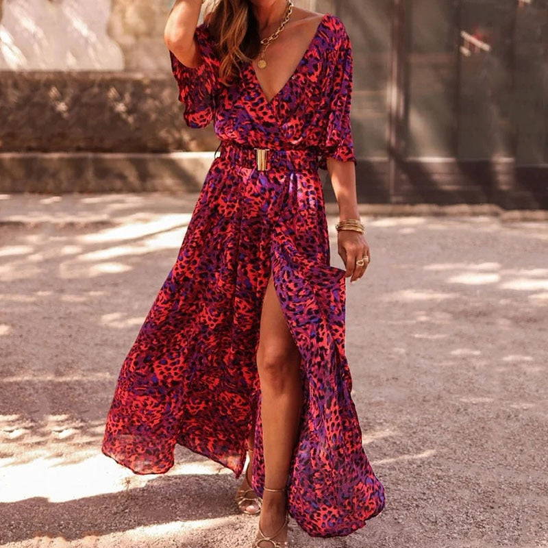 Women Elegant Maxi Wrap Dress | Karen