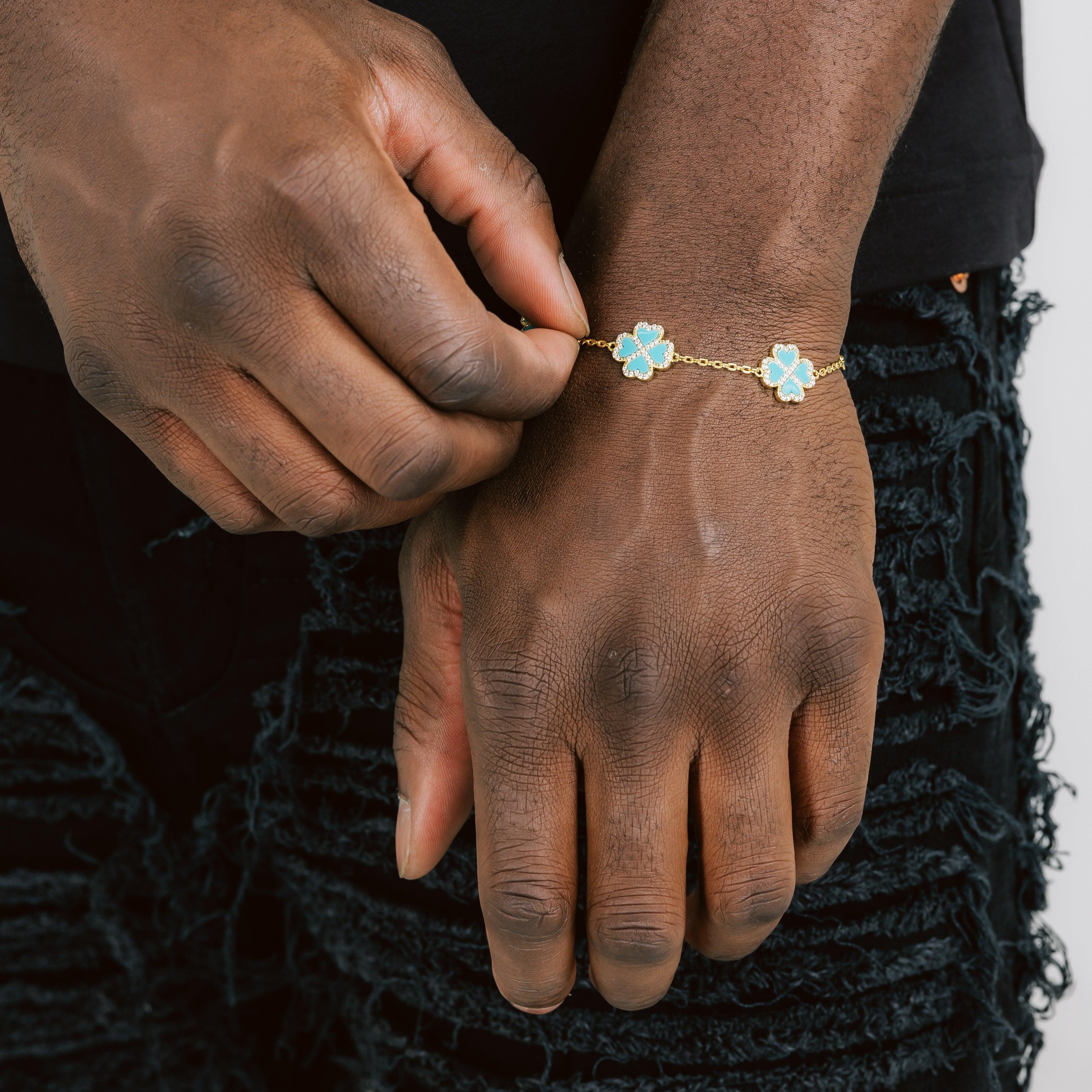 Moissanite Clover Bracelet Gold - Hoodstar
