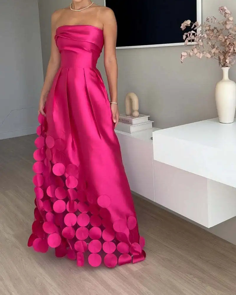 Women Strapless Evening Maxi Dress | Wendoly