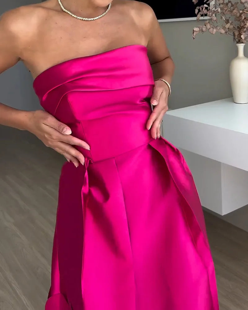 Women Strapless Evening Maxi Dress | Wendoly