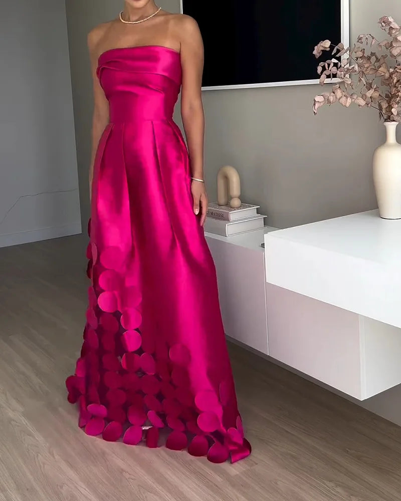 Women Strapless Evening Maxi Dress | Wendoly