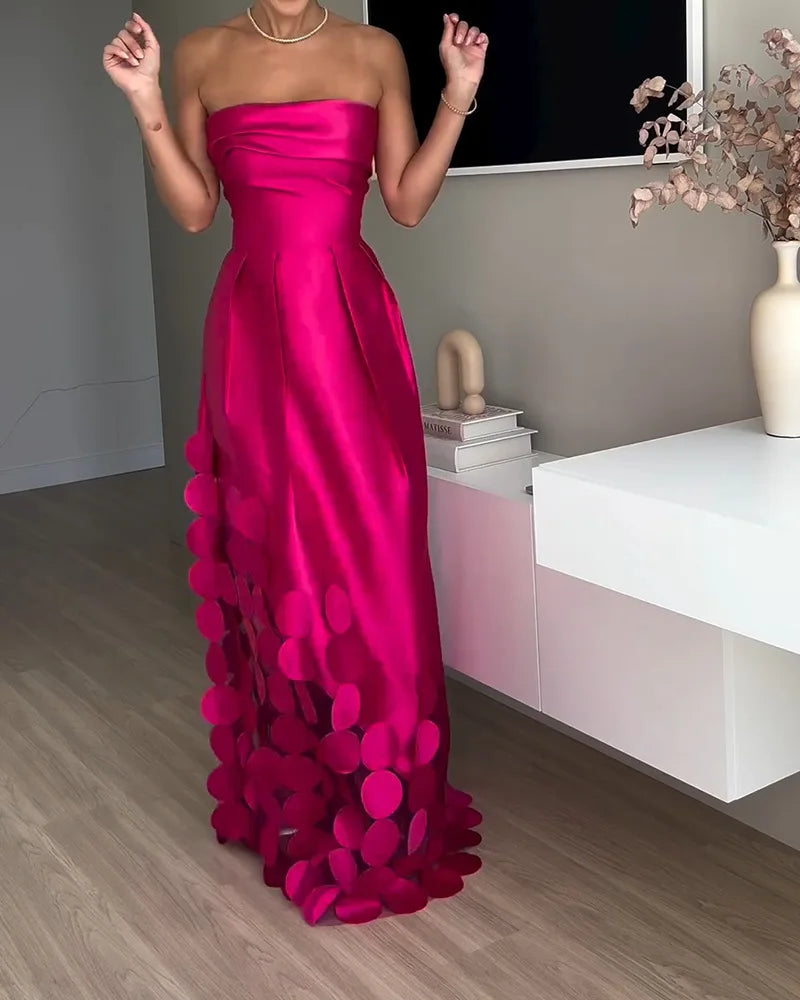 Women Strapless Evening Maxi Dress | Wendoly