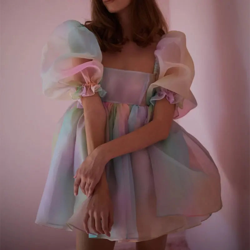 Women Fairy Puff Sleeve Mini Dress | Aitana