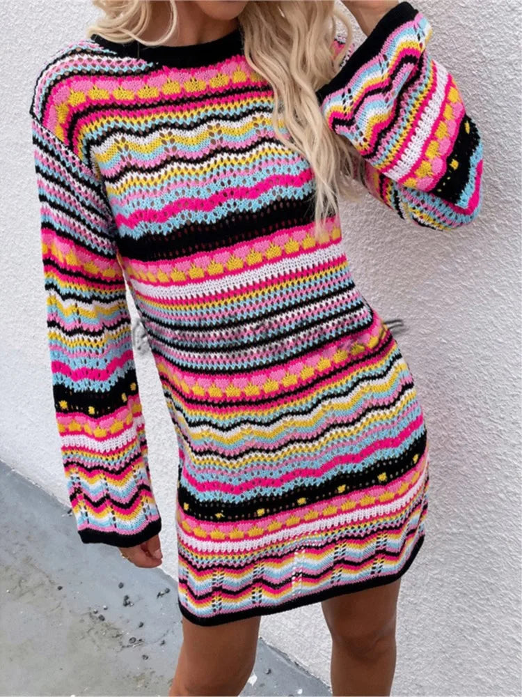 Women Boho Knit Sweater Dress | Nerisse